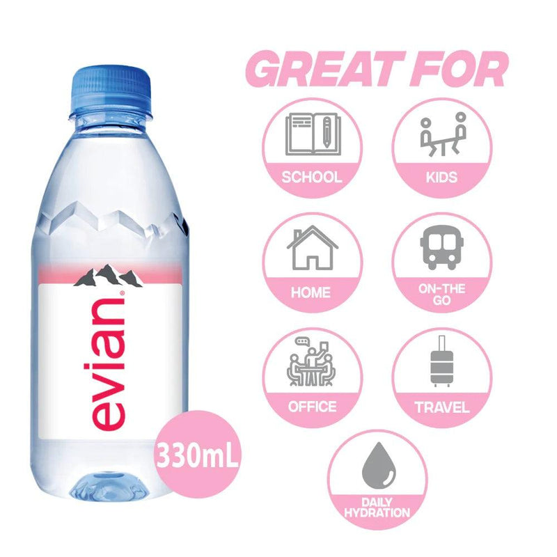 Evian Natural Mineral Water 330ml Bottles Box 24 Bulk 3068320063010 - SuperOffice