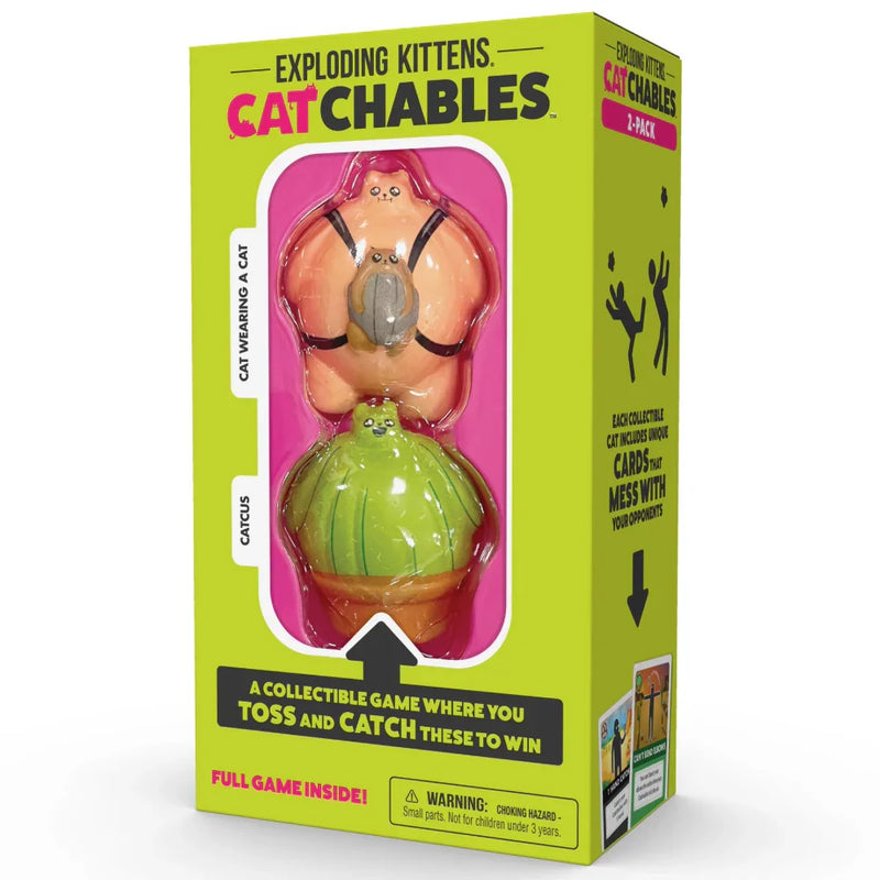 Exploding Kittens Catchables 2 Cat Wearing A Cat & Cactus Party Game 810083045924 - SuperOffice