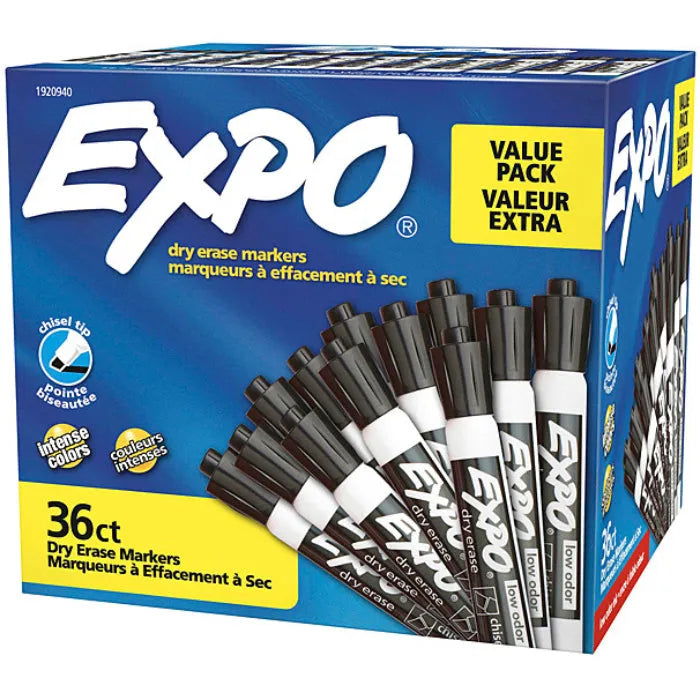 Expo Dry Erase Whiteboard Marker Chisel Black Box 36 1920940A - SuperOffice