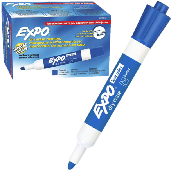 Expo Whiteboard Marker Bullet Tip Blue Box 12 82003 (Box 12) - SuperOffice