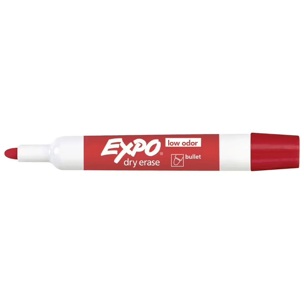 Expo Whiteboard Marker Bullet Tip Red Box 12 82002 (Box 12) - SuperOffice