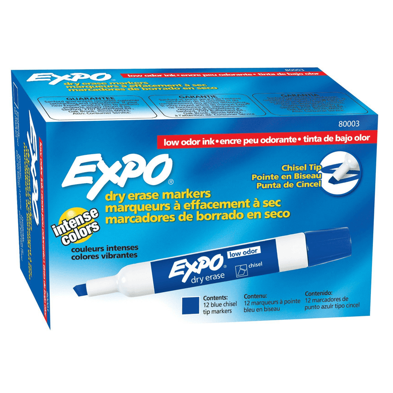 Expo Whiteboard Marker Chisel Tip Blue Box 12 80003 (Box 12) - SuperOffice