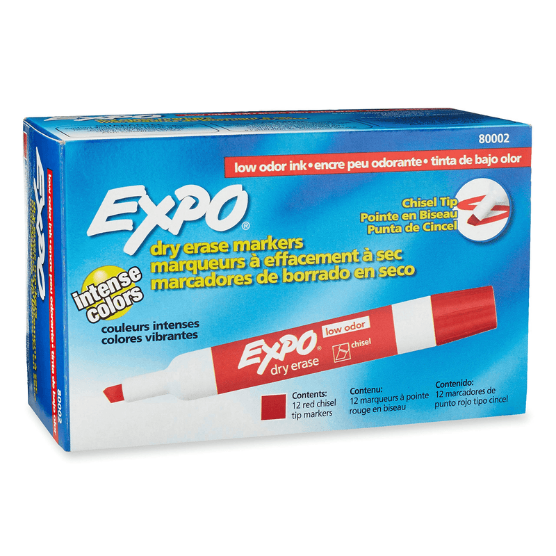 Expo Whiteboard Marker Chisel Tip Red Box 12 80002 (Box 12) - SuperOffice