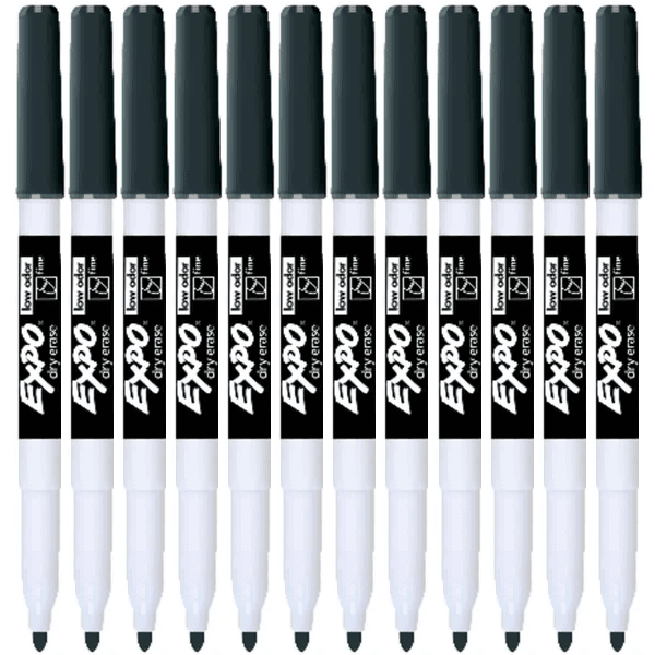 Expo Whiteboard Marker Fine Point Black Pen Box 12 Bulk 1996693 (Box 12) - SuperOffice