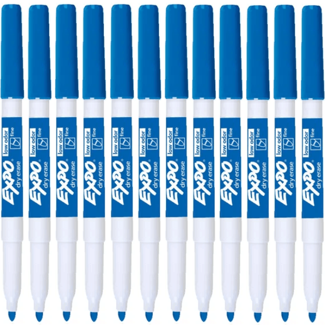 Expo Whiteboard Marker Fine Point Blue Box 12 86003 (Box 12) - SuperOffice