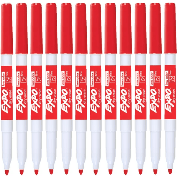Expo Whiteboard Marker Fine Point Red Box 12 86002 (Box 12) - SuperOffice
