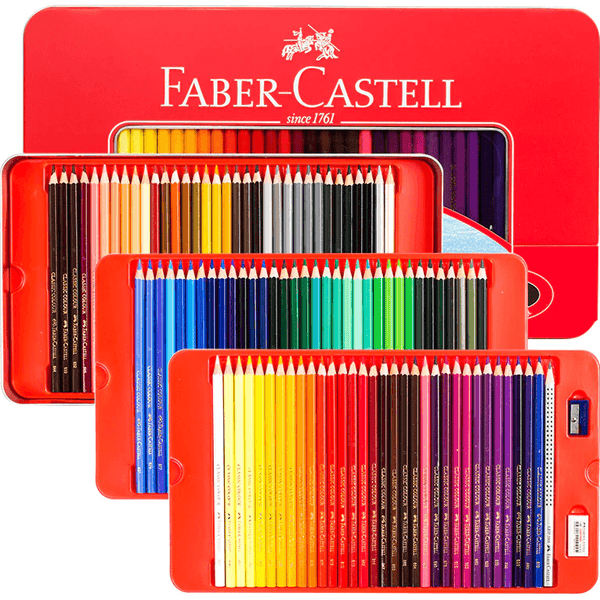 Faber-Castell 100 Classic Sketch Coloured Pencils Tin Set Sharpener 16-115805 (100 Tin) - SuperOffice