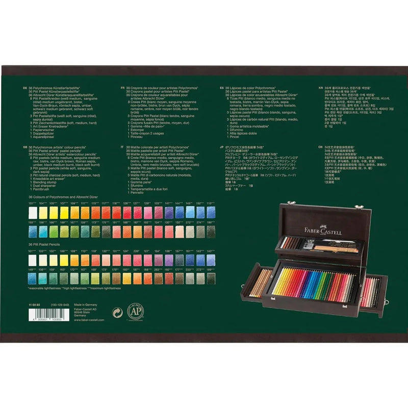 Faber-Castell 125 Pieces Art & Graphic Collection Watercolour Albrecht Dürer/Colour Pencils Polychromos Plus Wooden Case Set 18-110085 - SuperOffice
