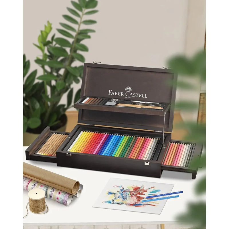 Faber-Castell 125 Pieces Art & Graphic Collection Watercolour Albrecht Dürer/Colour Pencils Polychromos Plus Wooden Case Set 18-110085 - SuperOffice