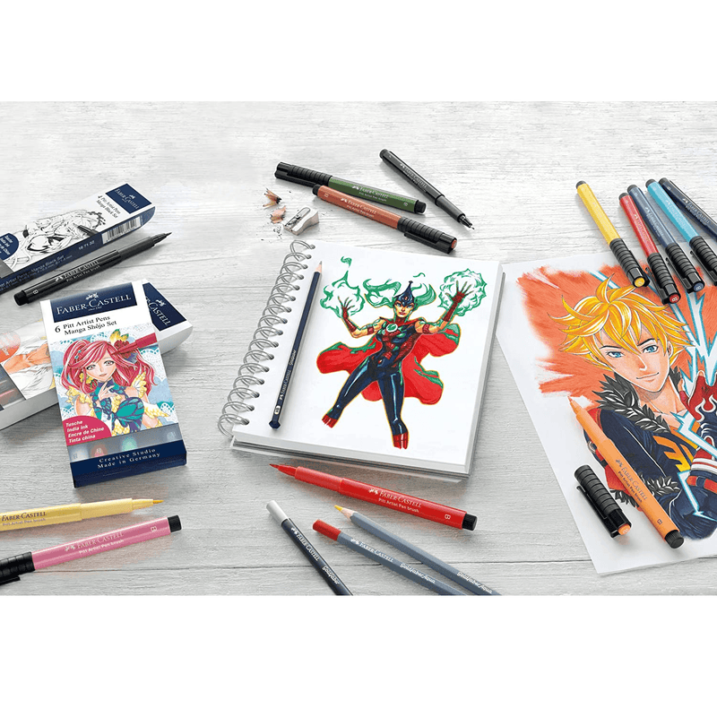 Faber-Castell 15pc Creative Pitt Artist Brush Pens Comic Manga Illustration Set 54-167195 - SuperOffice