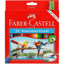 Faber-Castell 24 Pack Classic WaterColour Pencils + Sharpener + Brush 114464 - SuperOffice