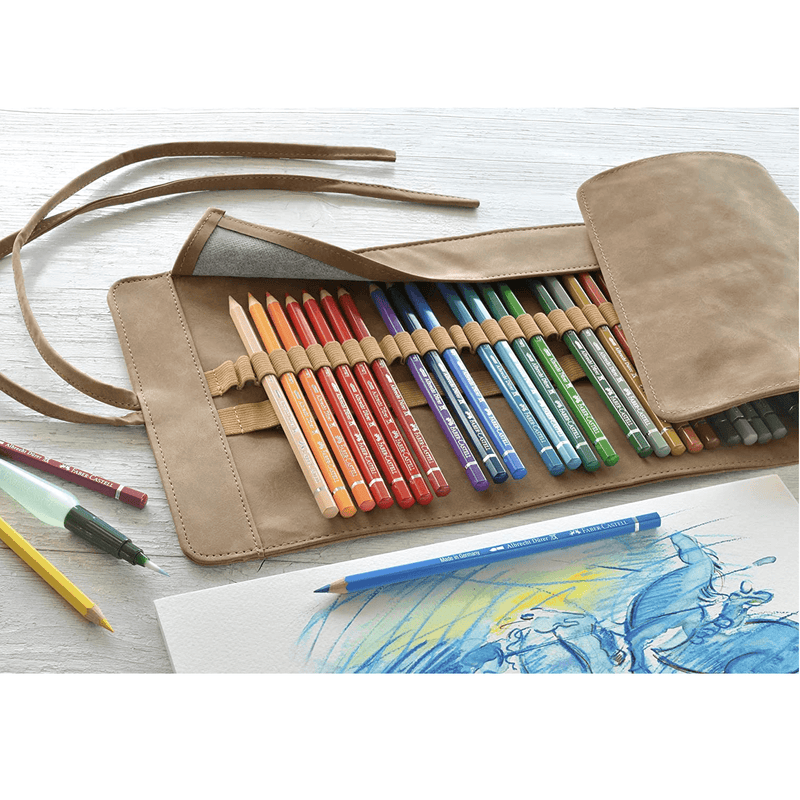 Faber-Castell 31pc Albrecht Durer Watercolour Artist Coloured Pencils Travel Roll Set WaterBrush 18-117530 - SuperOffice