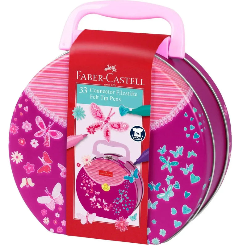 Faber-Castell 33 Connector Pens Markers Handbag Assorted Gift Set Tin 63-155537 - SuperOffice