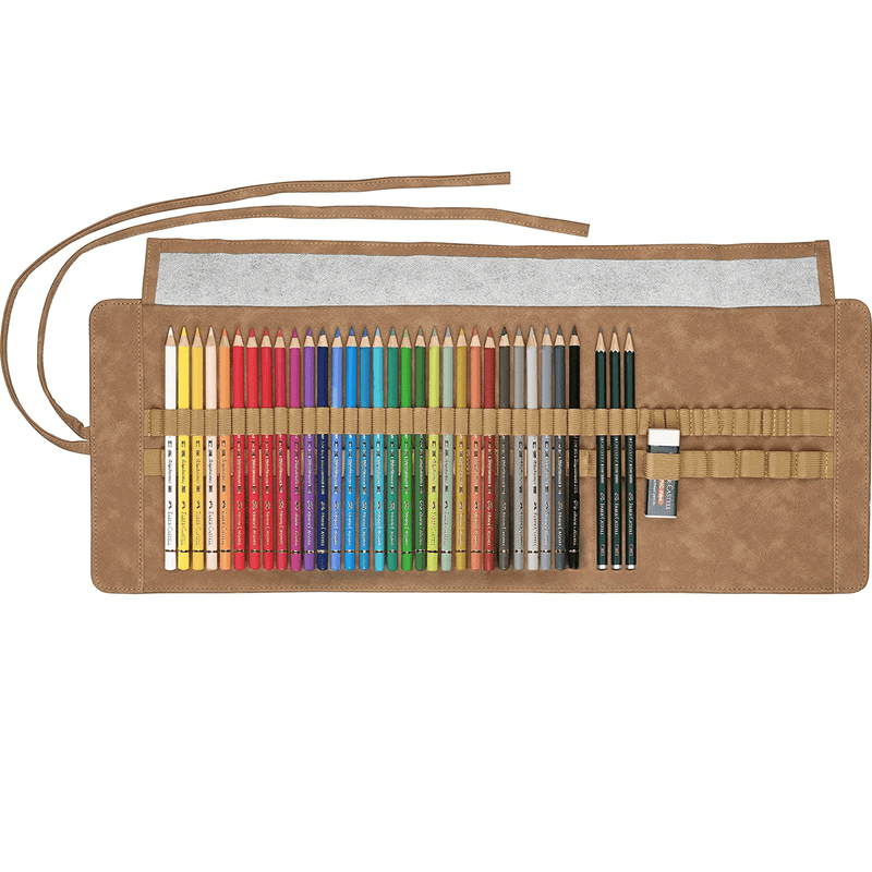 Faber-Castell 34pc Polychromos Artist Coloured Pencils Travel Roll Set Graphite Eraser 18-110030 - SuperOffice