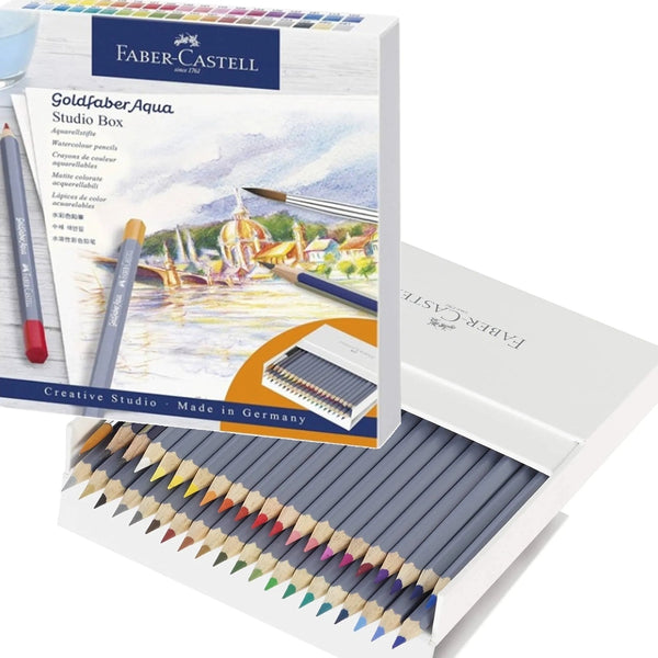 Faber-Castell 40 GoldFaber Aqua Watercolour Colour Pencils + Brush Studio Box Set 18-114616 - SuperOffice