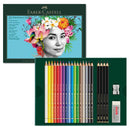 Faber-Castell 40pc Polychromos Colour & Pitt Graphite Matt Pencils Gift Set Eraser Sharpener 18-210053 - SuperOffice