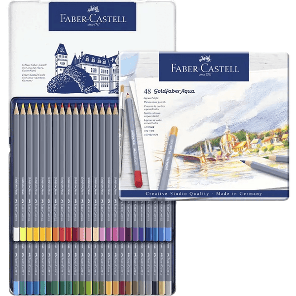 Faber-Castell 48x GoldFaber Aqua Watercolour Colour Pencils Tin 114648 - SuperOffice