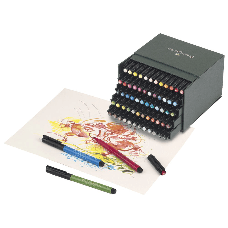 Faber-Castell 60 Pitt Artist Brush Markers Pens Set Studio Box Case 54-167150 - SuperOffice