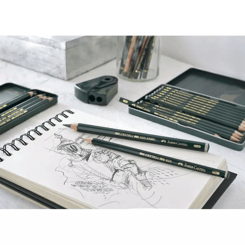Faber-Castell 9000 Art Sketching Graphite Pencils 8B-2H Tin Set 12 119065 - SuperOffice