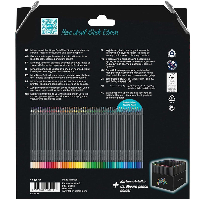 Faber-Castell Black Edition Colour Pencils 100 Pack with Pencil Holder 16-116411 - SuperOffice