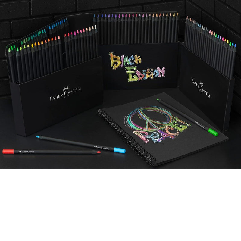 Faber-Castell Black Edition Colour Pencils 100 Pack with Pencil Holder 16-116411 - SuperOffice