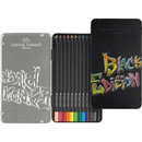 Faber-Castell Black Edition Colour Pencils Tin 12 Pack Set 16-116413 - SuperOffice
