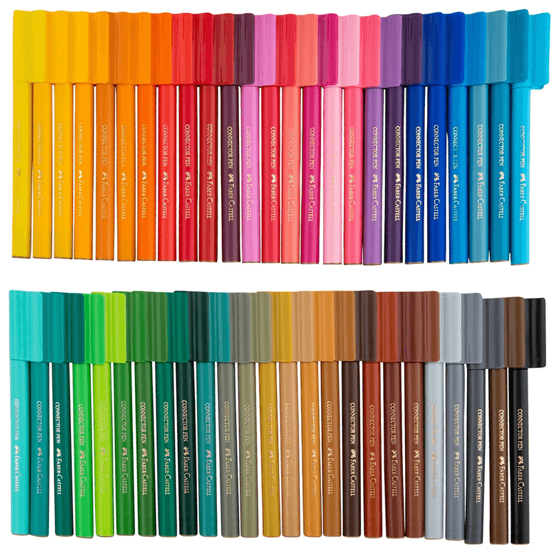 Faber-Castell Connector Pens Markers Assorted Colours Pack 50 Bucket 155552 - SuperOffice