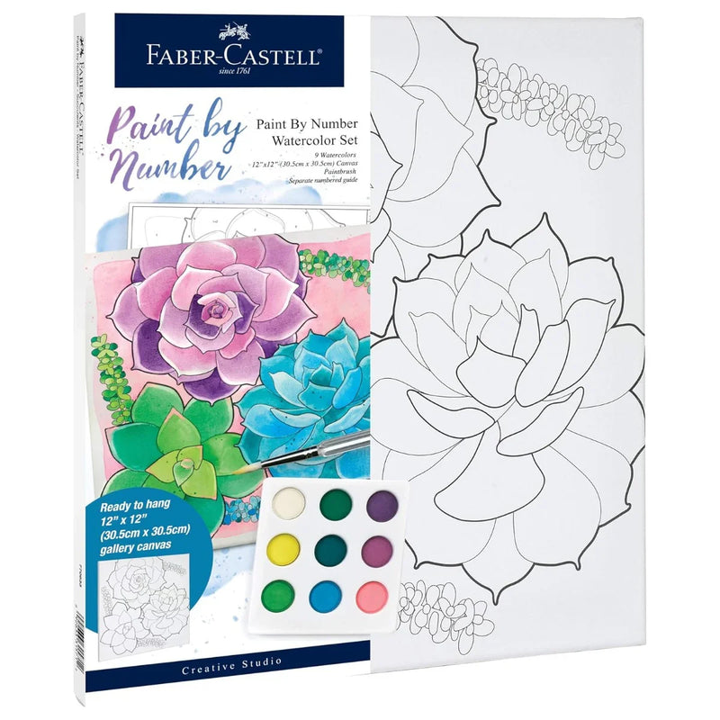 Faber-Castell Creative Studio Paint by Numbers Succulents Watercolour Set 18-770633 - SuperOffice