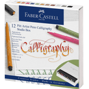 Faber-Castell Creative Studio Pitt Artist Pens Calligraphy Studio Box 12 Assorted Colours 54-167512 - SuperOffice