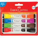 Faber-Castell Dual Tip 2in1 Whiteboard Markers Magnetic Eraser Caps Pack 4 67-010040 - SuperOffice