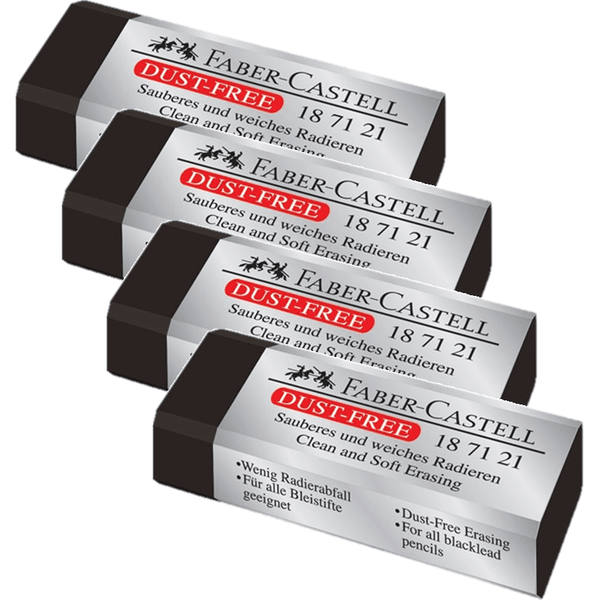 Faber-Castell Dust Free Erasers Rubber Black Pack 4 82-187121 (4 Pack) - SuperOffice