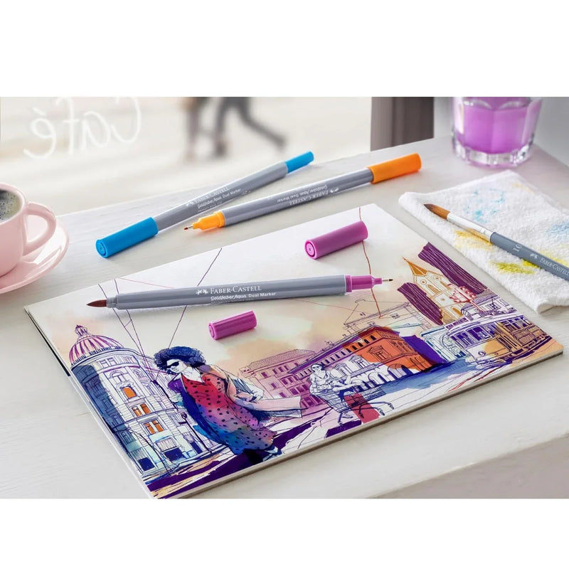 Faber-Castell Goldfaber Aqua Dual Colour Markers Wallet Pack 6 58-164606 - SuperOffice