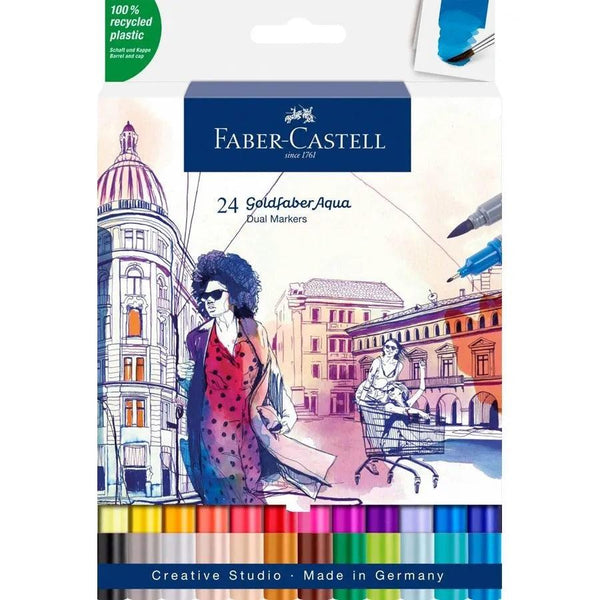 Faber-Castell Goldfaber Aqua Dual Markers Assorted Pack 24 58-164624 - SuperOffice