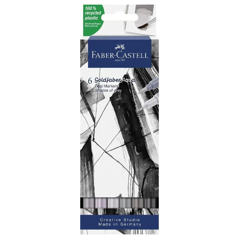 Faber-Castell Goldfaber Aqua Dual Markers Shades of Grey Pack 6 58-164522 - SuperOffice