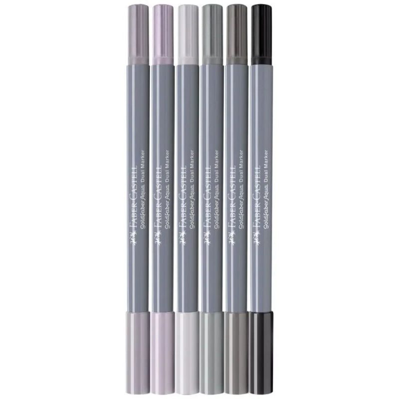 Faber-Castell Goldfaber Aqua Dual Markers Shades of Grey Pack 6 58-164522 - SuperOffice