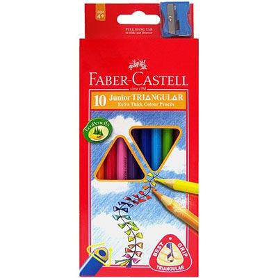 Faber-Castell Junior Triangular Coloured Pencils With Sharpener Assorted Pack 10 1611653810 - SuperOffice