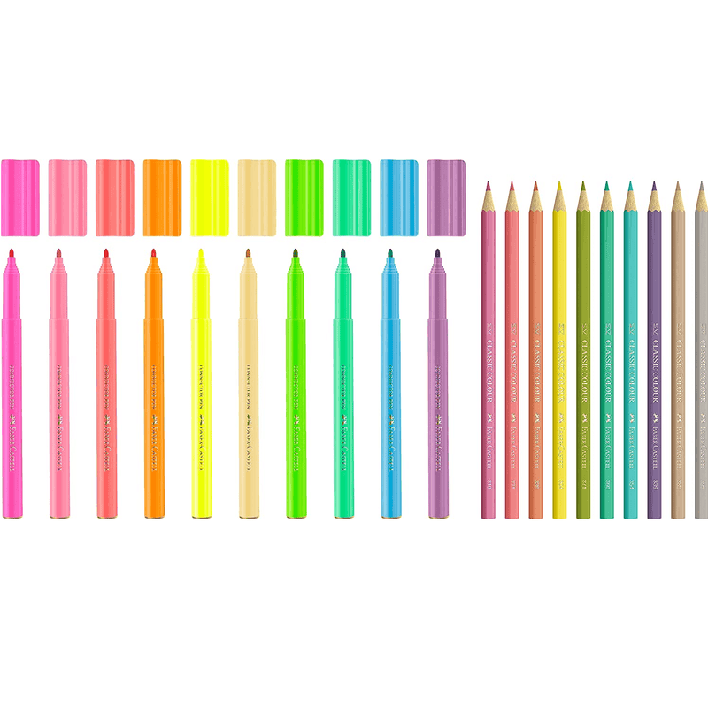 Faber-Castell Pastel Neon Markers Pencils Inspiration Set Box 20pc 63-155035 - SuperOffice