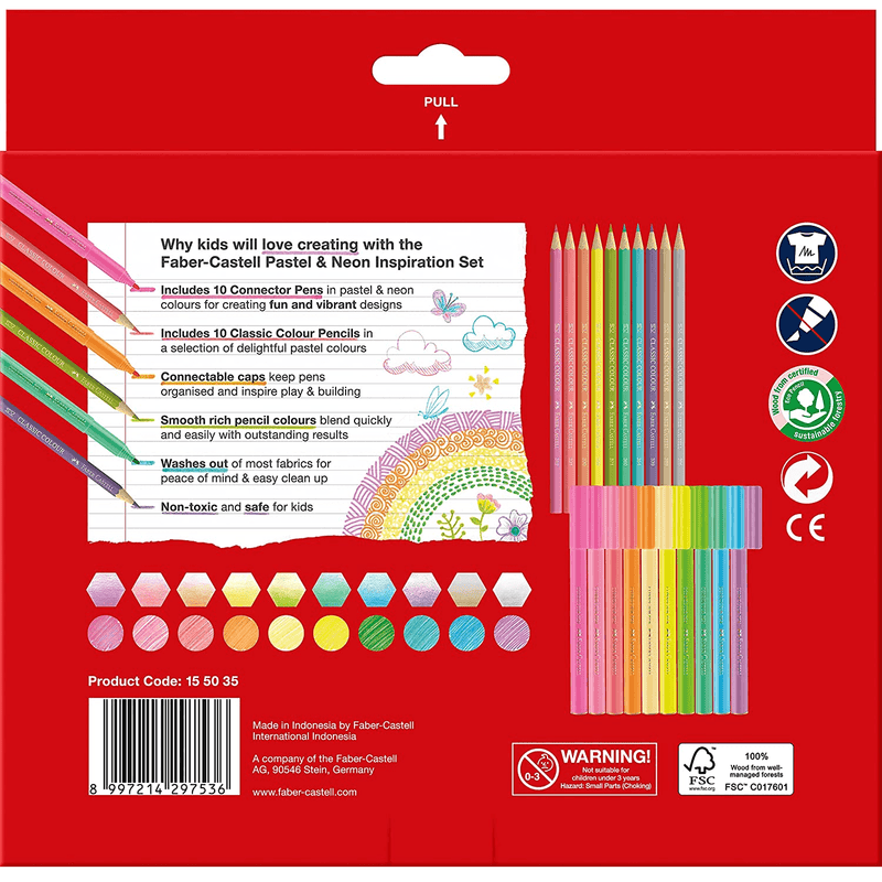 Faber-Castell Pastel Neon Markers Pencils Inspiration Set Box 20pc 63-155035 - SuperOffice