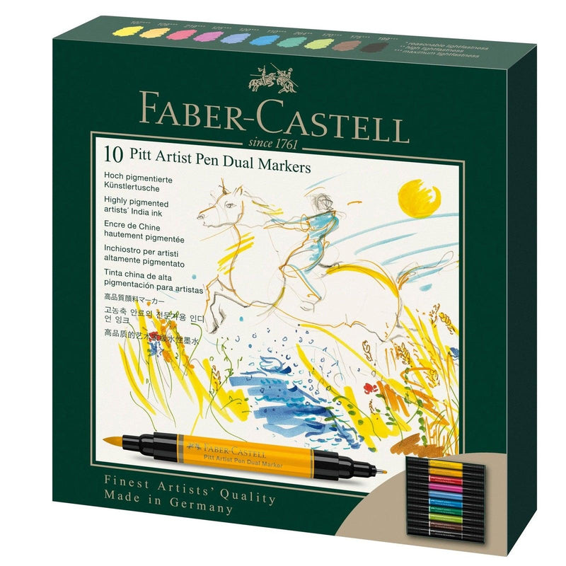 Faber-Castell Pitt Artist Pen Dual Marker Assorted Set of 10 59-162010 - SuperOffice