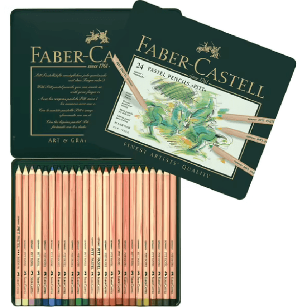 Faber-Castell Pitt Pastel Colour Pencils Tin 24 Set Coloured Professional 27-112124 - SuperOffice