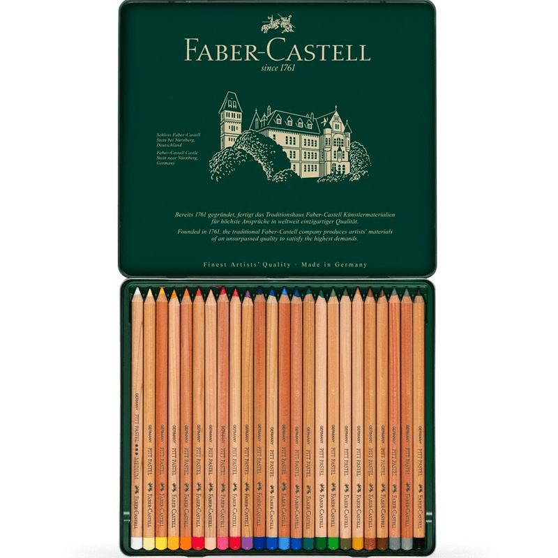 Faber-Castell Pitt Pastel Colour Pencils Tin 24 Set Coloured Professional 27-112124 - SuperOffice