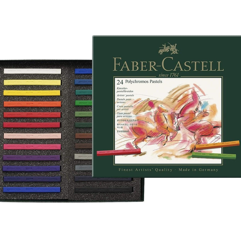 Faber-Castell Polychromos Pastels Crayons Blocks Colours 24 Pack 27-128524 - SuperOffice