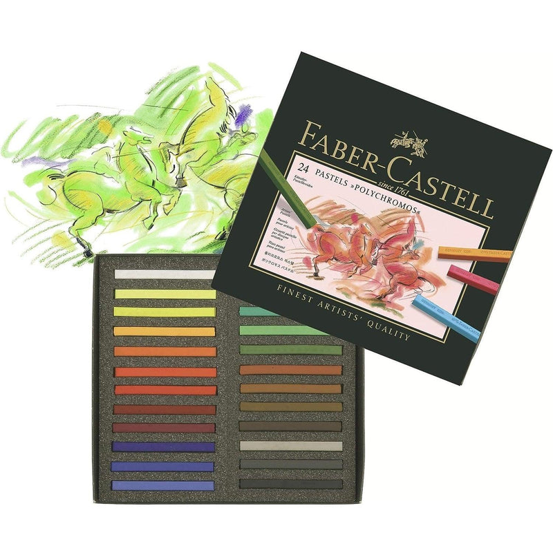 Faber-Castell Polychromos Pastels Crayons Blocks Colours 24 Pack 27-128524 - SuperOffice