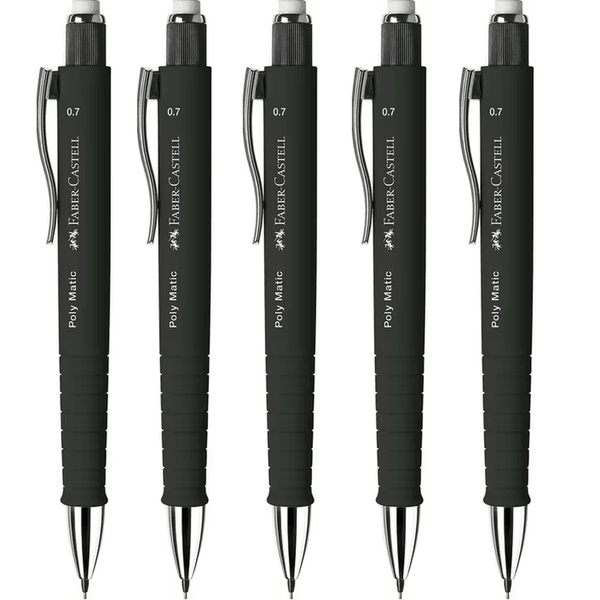 Faber-Castell Polymatic Mechanical Pencil Pacer 0.7mm Black 5 Pack 31-133353 (5 Pack) BLACK 0.7mm - SuperOffice
