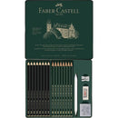 Faber-Castell Set Pitt Graphite Matt Pencils, Eraser, Sharpener & Castell 9000 Tin of 20 18-115224 - SuperOffice