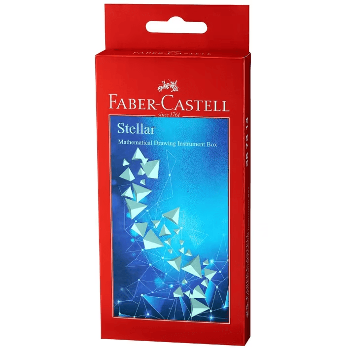 Faber-Castell Stellar Geometry Set Maths Mathematics 11 Pieces Blue Compass Protractor 367314 - SuperOffice
