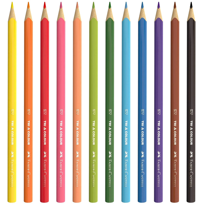 Faber-Castell Tri-Grip Triangular Coloured Pencils Assorted Pack 12 16-115853 - SuperOffice