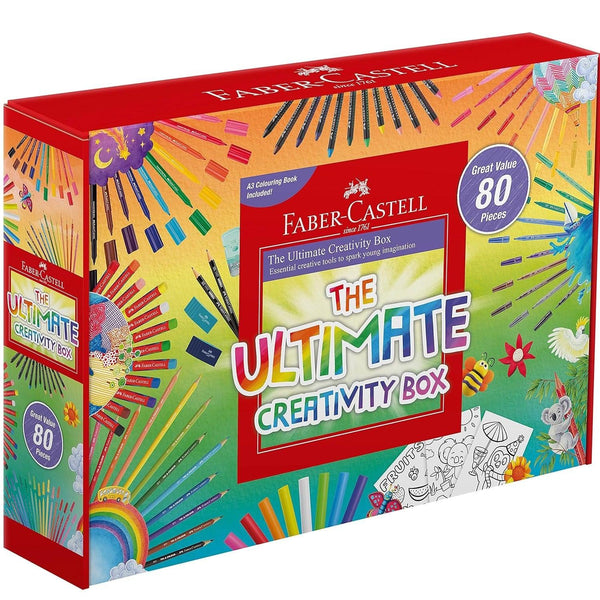 Faber-Castell Ultimate Creativity Box Assorted Pack 80 A3 Colouring Book, Markers, Pencils, Crayons, Erasers & Sharpener 88-379804 - SuperOffice