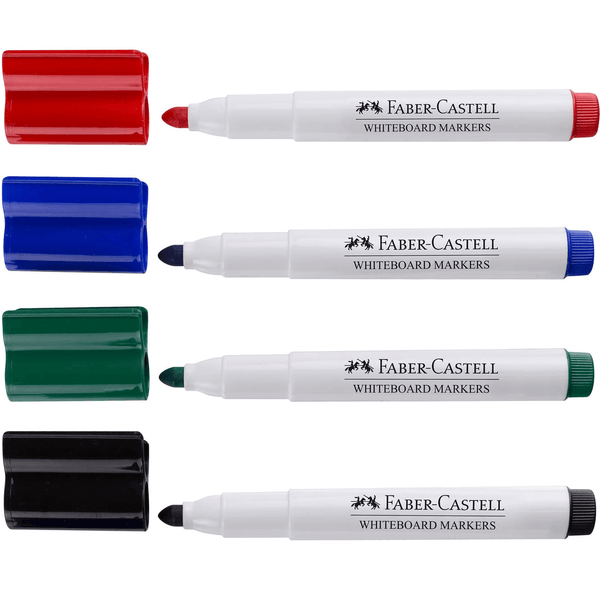 Faber-Castell Whiteboard Markers Bullet Tip 2mm Assorted Colours Wallet 4 67-1592044 - SuperOffice