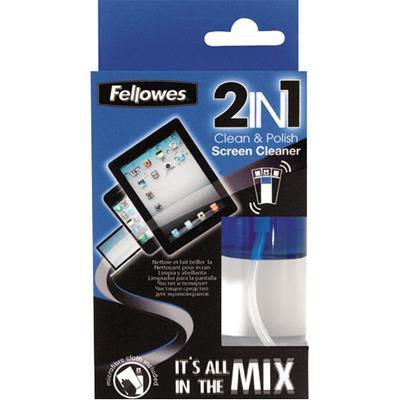 Fellowes 2In1 Screen Cleaner And Microfibre Cloth Spray Bottle 50Ml 9922302 - SuperOffice
